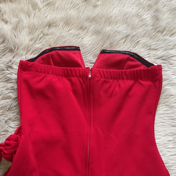 Cherry Red Strapless Mini Dress - Picture 6 of 7